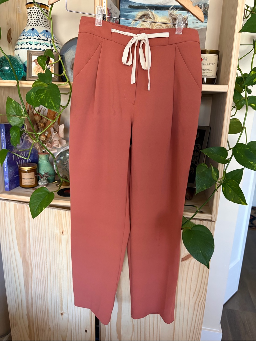 Wilfred Terracotta High-Rise Tie-Waist Trousers